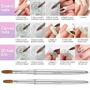 Pincel de Uñas Acrílico Kolinsky 100% Puro, Pincel para Arte de Uñas con Mango Resistente, Herramientas de Diseño con Polvo Acrílico para Profesionales - Product Image 4