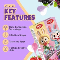 SWOOT Muziek Lollipop 2-pack Cartoon Vorm 3 Liedjes 2,5 Uur Suiker Vrij Aardbei Braambes 15g Individueel Verpakt Bever