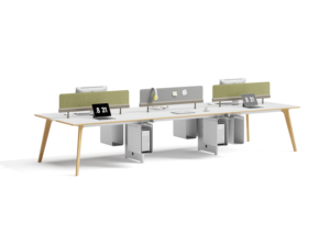 Modern Wooden Computer Office <b>Desk</b> with Partition for 2-8 Persons White Ash MDF Commercial <b>Workstation</b> - Product Image 6