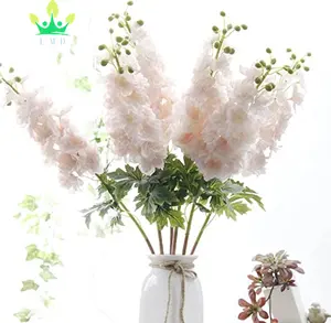 人造翠雀花浅粉色真触摸植物长柄百灵鸟，用于高花瓶DIY摆件装饰