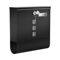 Boîte aux lettres murale moderne noire, sécurisée, pour usage résidentiel, avec 3 fenêtres de visualisation