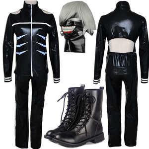 Nouvelle tenue de <span class=keywords><strong>cosplay</strong></span> anime Tokyo Ghoul <span class=keywords><strong>Kaneki</strong></span> <span class=keywords><strong>Ken</strong></span> pour adulte : manteau noir, sweat à capuche, short, uniforme, vêtements de sport - Product Image 1