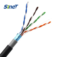 Harga SINET pabrik 23awg 24awg kucing 5E kucing 6 kabel UTP luar ruangan tahan air Anti-UV jaket ganda 305M kabel SFTP FTP