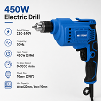 Perceuse électrique filaire 450W à vitesse variable 0-3300 tr/min avec mandrin à clé de 10 mm pour le perçage du bois et du métal