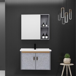 Mueble de Baño de Aleación de Aluminio CR, Color Gris, 510x360mm, Lavabo de Cerámica de una Pieza, Moderno y Minimalista - Product Image 5