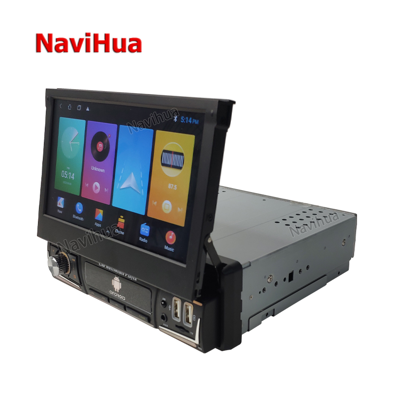 Navihua 1din rádio retrátil para carro, rádio retrátil com tela de 7 "touch, gps, wi-fi, reprodutor de mp5 + 12 leds de carro e câmera traseira