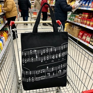 Five Line Music <b>Canvas</b> Bag For Music Style Girl Fashion Shoulder Bag Shopping bag - Product Image 3