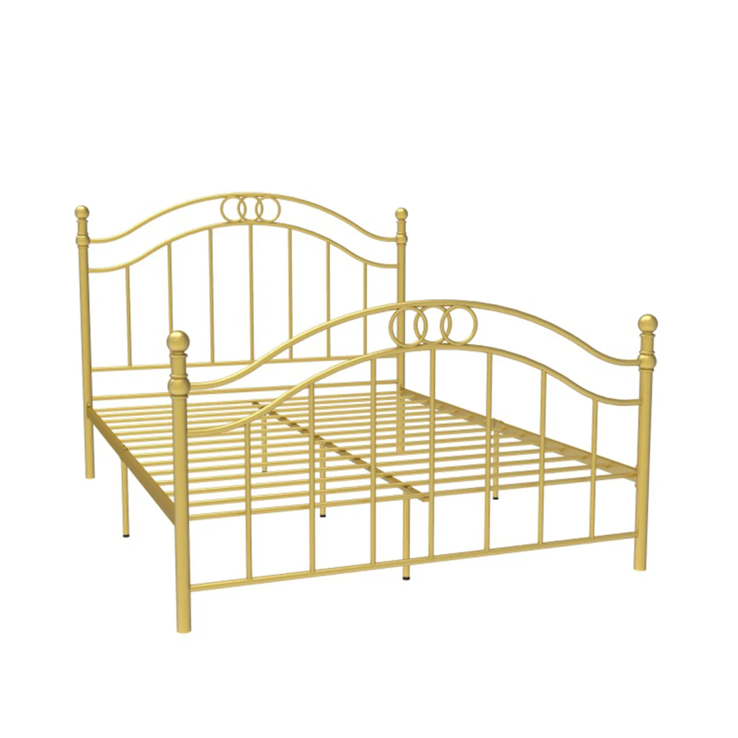 Metallic Beds Vintage Single Double King Full Size White Gold Metal Bed Frame