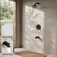 Système de douche encastré rond pour baignoire, mitigeur mural noir en laiton, robinet à levier unique pour petite salle de bain