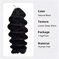 Extensions de cheveux naturels indiens bruts en stock direct usine, pour tressage, ondulations profondes lâches, effet plume, pour la beauté et le crochet