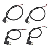 Cable de alimentación con conector USB 2.0 A macho tipo C de 2 y 4 pines, con cabezal en ángulo, para soldar, línea de reparación DIY, 0.25M, 0.3M, 1M