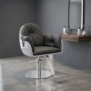 Contemporary Barber <b>Chair</b> Hydraulic Salon Styling <b>Chair</b> Upholstered Hair Cutting Seat with Gold Base - Product Image 3