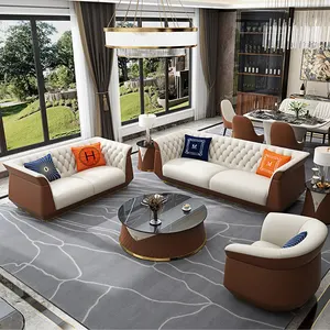Einfach und bequem Federn nordisch modular geteiltes Sofa Wohnzimmer bequeme weiße Couch mit Chaise