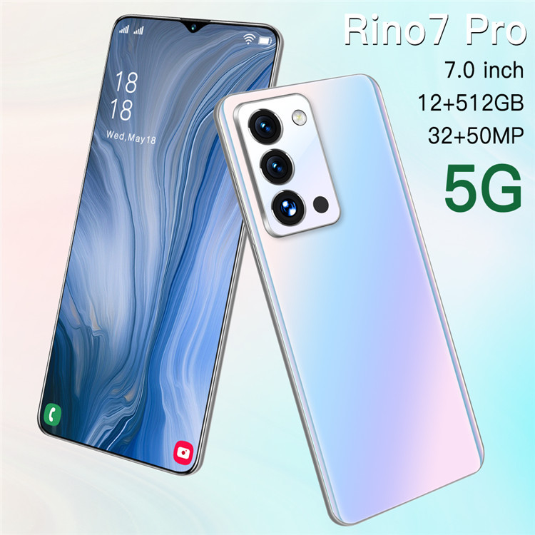 Новое поступление, мобильный телефон Rino 7 Pro Phoen с большим экраном 7,0 дюйма, смартфон с камерой 32 Мп + 50 МП, 12 Гб + 512 ГБ, разблокированный мобильный телефон