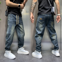 Jeans baggy personnalisés pour homme, style vintage streetwear, coupe droite, jeans en denim vintage pour homme