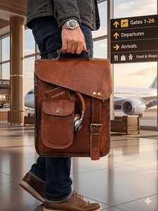 Elegant Vintage Distressed <b>Leather</b> Satchel <b>Bag</b> for <b>Men</b> <b>Laptop</b> Tablet Office Briefcase Messenger Shoulder Case Classic Styling - Product Image 5