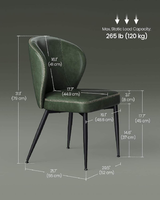 Chaise de salle à manger moderne Runwood avec siège rembourré, pieds en métal, dossier incurvé pour la maison, le bureau, l'hôtel, la chambre à coucher, la salle à manger