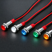 Lumière indicatrice de signalisation LED à tête plate, étanche IP65, 6 mm, avec fils, couleurs rouge, vert, bleu, blanc, pour machine CNC industrielle