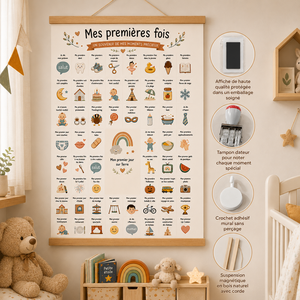 Poster personnalisé pour bébé Pafu avec kit de tampons dateurs, <span class=keywords><strong>tableau</strong></span> de souvenirs pour les premiers moments, décoration murale pour chambre d'enfant, ensemble cadeau - Product Image 1