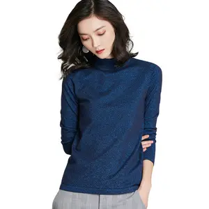 Custom factory manufacturer Autumn and winter new bright silk Korean half turtleneck sweater women's knitwear bottoming tops