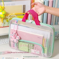 Pochette de rangement horizontale pour documents, sac à main multi-couches pour étudiants, pochette à fermeture éclair en maille pour examens, sac de classement
