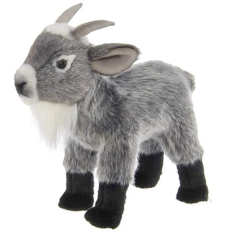 2024 gros personnalisé Simulation Animal en peluche doux en peluche gris chèvre jouet pour décorer cadeau