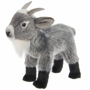 2024批发定制仿真毛绒动物毛绒灰色山羊玩具装饰礼品