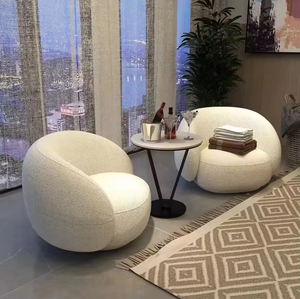 Sillón Puff Pequeño de Bouclé, Moderno y Lujoso, para Sala de Estar Individual, Ideal para Descanso y Relajación - Product Image 6