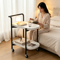 Table Basse Mobile Multifonctionnelle en Bois et Fer, Écologique et Durable, Chariot de Rangement pour Salon, Meuble Pratique