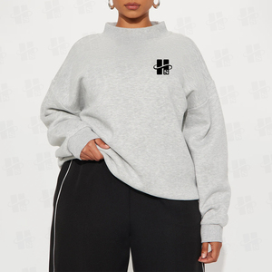 Sweat-shirt à capuche oversize en molleton de coton à col montant et manches longues pour femme – Vente en gros - Product Image 2