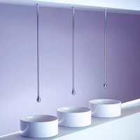Robinet de lavabo à bec verseur en or brossé de style moderne Robinet de bain monté au plafond avec goutte d'eau Noyau en céramique en laiton