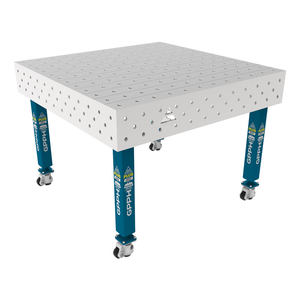 <b>Welding</b> <b>bench</b> with wheels SteelPlus INOX GPPH 1.2x1.2mt thickness 12mm, holes 16mm - Product Image 1