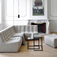 Canapé modulaire sectionnel en cuir avec coussin en éponge haute densité, design moderne pour hôtel et maison