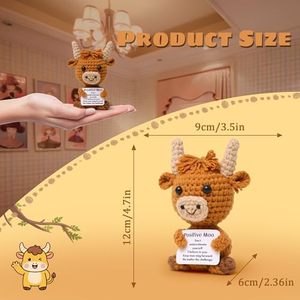 Muñeco de Ganchillo Creativo de Vaca Highland Positiva Hecho a Mano, de Lana Tejida, para Apoyo Emocional y Regalo de Alegria para Amigos - Product Image 4