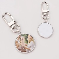 Conception personnalisée Impression de bricolage Porte-clés en forme de cœur rond Cadeau porte-clés en métal à sublimation vierge