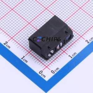 DB301V-5.0-3P-BK-S Screw Terminal Block Through hole Component (THT),P=5mm Connector 1x3P 5mm Black Through Hole - Product Image 1