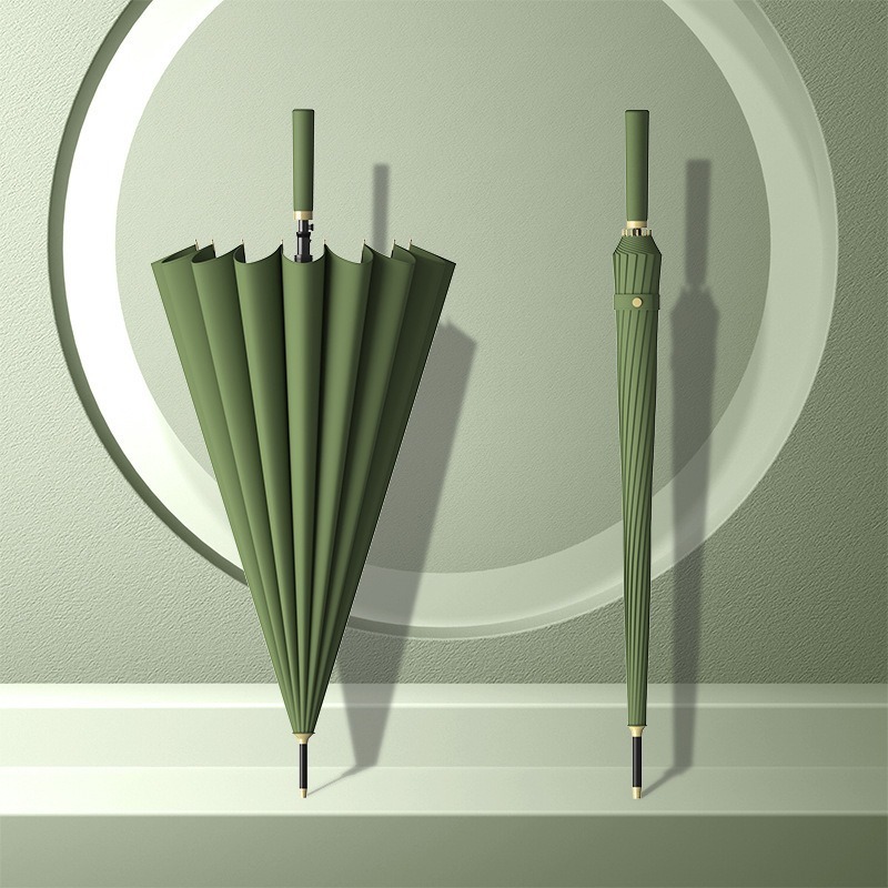 16-bone automatic-forest green leather handle-without cover