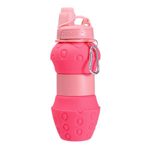 Platinum <b>Silicone</b> Folding Sports <b>Water</b> <b>Bottle</b> for Children New Cross-Border Strawberry Telescopic Design - Product Image 1
