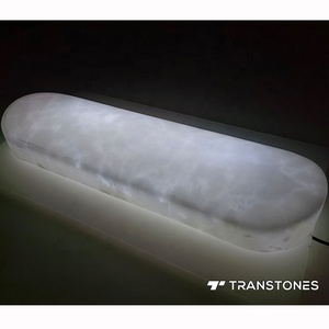 Tùy chỉnh đèn bánh hình dạng màu trắng tinh khiết Alabaster Onyx Matte kết thúc Faux Quartz slab giá bán buôn - Product Image 5