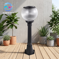 Lámpara Solar LED para Camino Exterior, Columna con Ángulo de Haz de 360°, Luz Blanca Cálida, IP65 Resistente al Agua, Batería de Litio Recargable, Sensor de Luz
