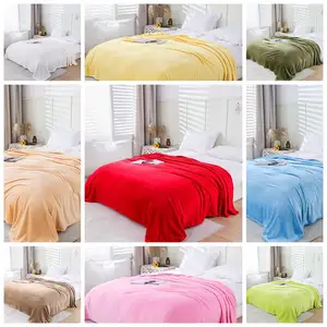 Support Custom Home Bedroom Blankets Plush Solid Color Blanket Nap Coral Fleece Towel Flannel Blanket For Bed Sofa