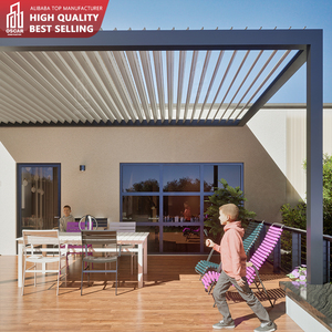 Pergola Bioclimatica Motorizzata da Esterno con Tetto a Lame Orientabili, Gazebo <span class=keywords><strong>in</strong></span> Alluminio Impermeabile Montato a Parete, Tenda Parasole per Patio - Product Image 4