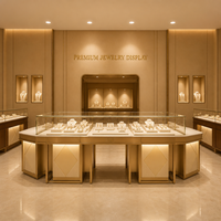 Vitrine de présentation de bijoux en bois et verre personnalisée avec éclairage LED pour les magasins de bijoux en gros