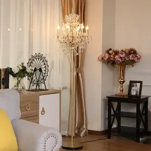Блестящий хрустальный напольный светильник, декор для гостиной, европейский стиль, свеча, столовая, трехцветные напольные светильники с затемнением