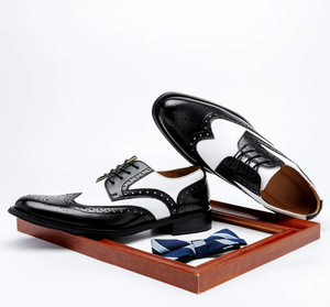 Chaussures habillées en cuir véritable pour hommes, style britannique, grandes tailles, colorées, brogues sculptées, pour mariage et occasions formelles - Product Image 5