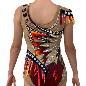 Leotardo de gimnasia rítmica con tonos rubí rojo <span class=keywords><strong>Ross</strong></span>, ropa de actuación elegante moderna en poliéster para vestido de baile de competición de escenario - Product Image 4