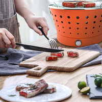 Grill de barbecue portable réutilisable, poêle au charbon de bois, ustensiles de cuisine, sans fumée