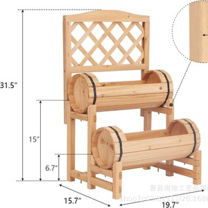 Support à fleurs en bois pour extérieur, double niveau, jardinière, décoration de balcon, porte-plantes, ornement paysager - Product Image 3