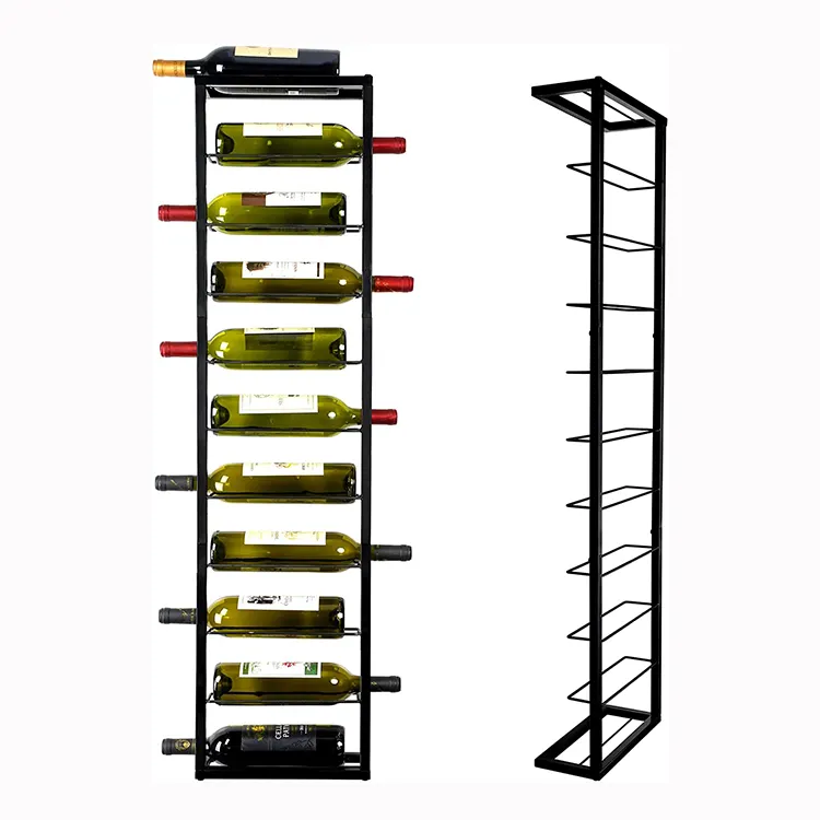 JH-Mech Morden Simple Wine Rack Iron 10 Bottles Space Saving Wine Rack Wall Mounted Metal