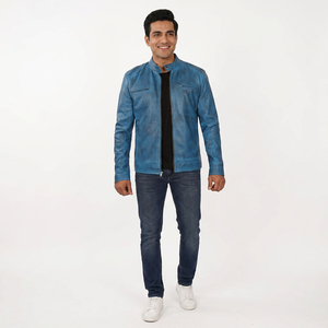 Breathable Light <b>Weight</b> Leather Jacket Custom Logo Men Leather Jacket Outdoor Use Leather jacket for men - Product Image 1